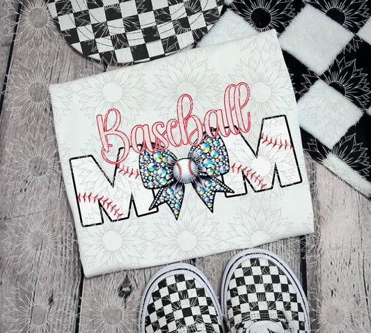 Baseball Mom Rhinestone Bow