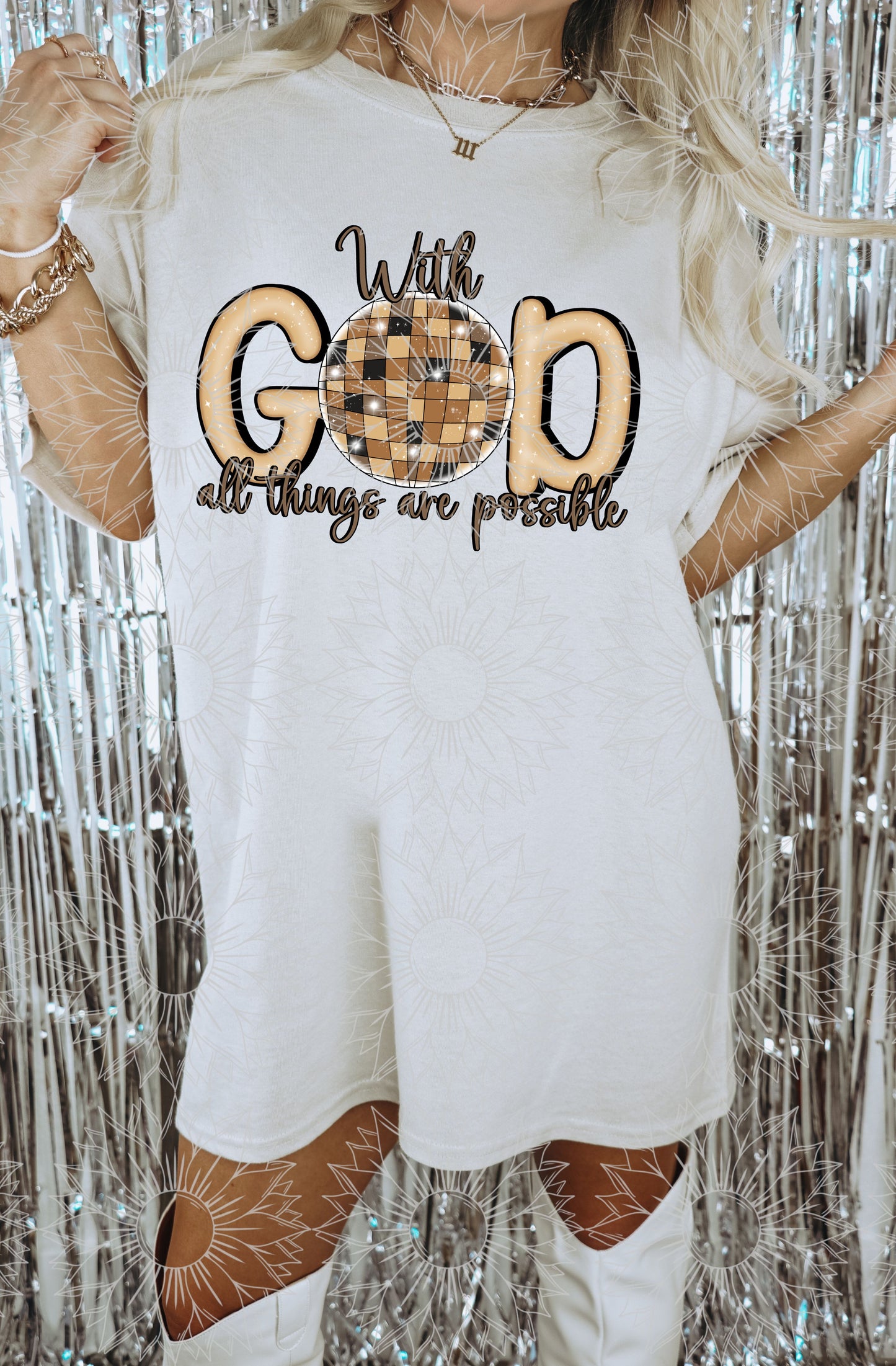 With God All Things Are Possible Disco Ball Gold