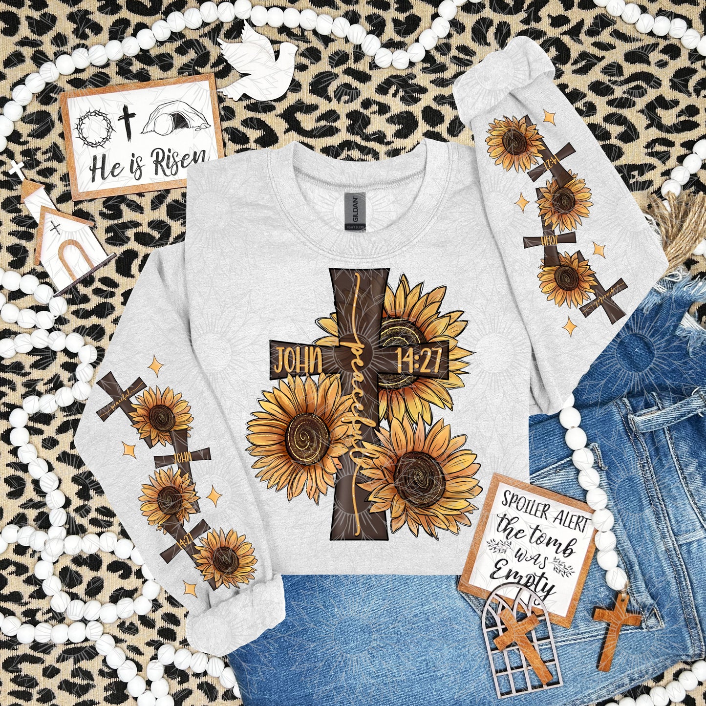 Sunflower Cross Peaceful W/Sleeve