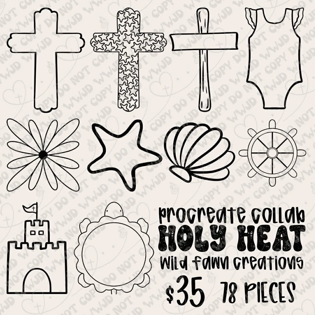 Holy Heat Procreate Stamp Collab (Outlines Included)