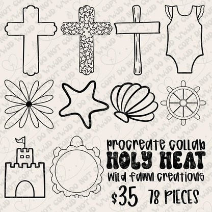 Holy Heat Procreate Stamp Collab (Outlines Included)